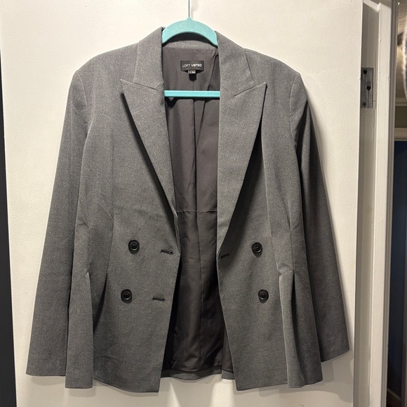 LOFT Charcoal Double-Breasted Blazer - Picture 2 of 6